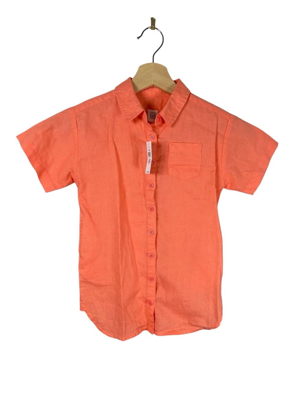 Baby GAP Oversized short sleeve button up Shirt Neon Coral - Pockets, size 3YRS